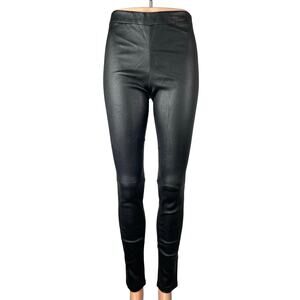 Theory 100% Lamb Leather Women's Black Mid Rise Leggings Skinny Trousers Pants 2